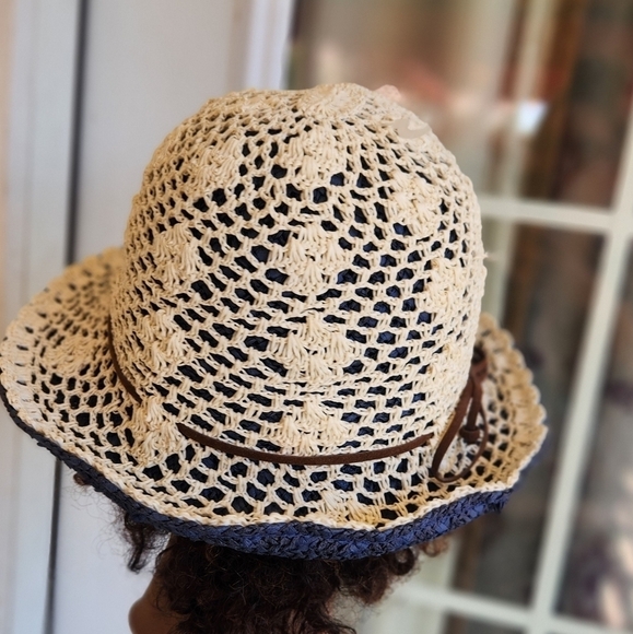 Anthropologie PINS AND NEEDLES Crochet & Straw Hat - Picture 3 of 7